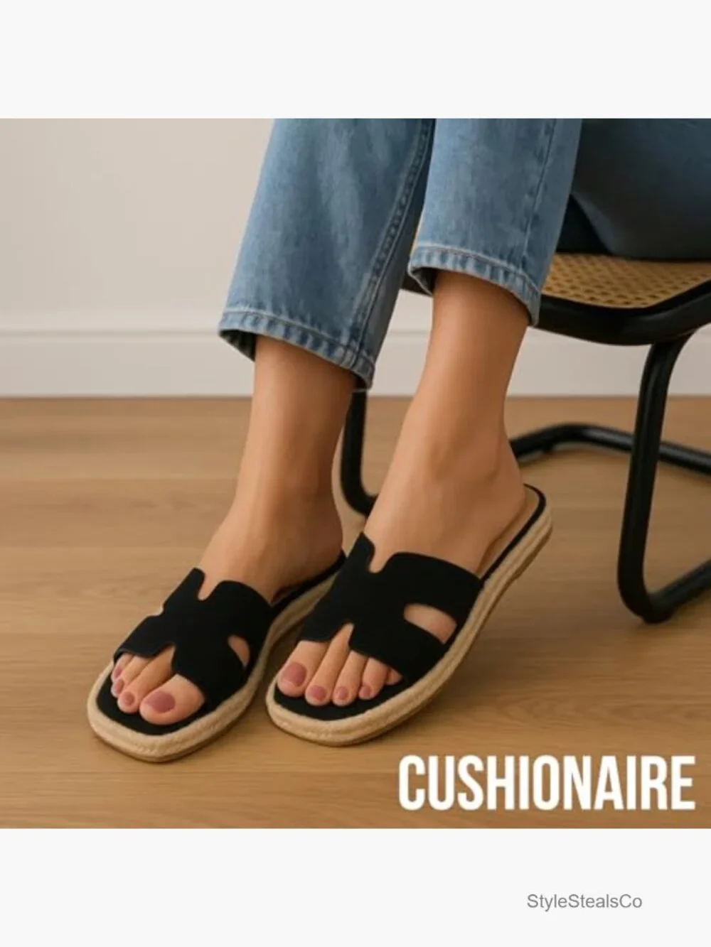 Suede Cutout Espadrille Slide Sandals with Cushioned Footbed - Picture 2 of 7